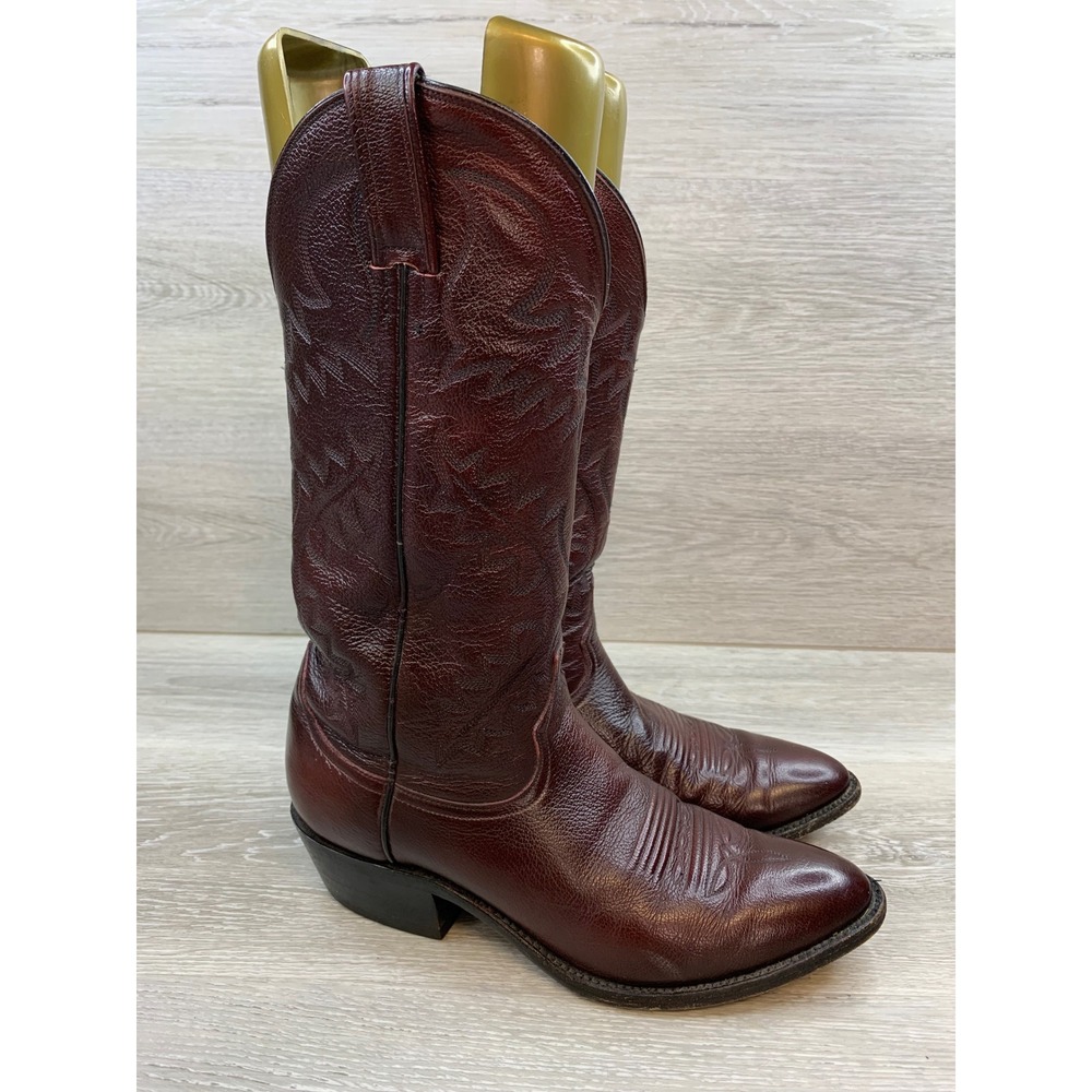 Laredo Men's Burgundy Leather Western Cowboy Boots Pointed Toe  8.5 D‎